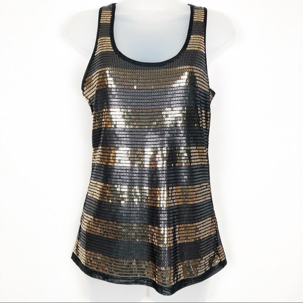 Vintage Forever 21 Y2K Sequin Tank Top Medium Stretch Party Event Evening Girly